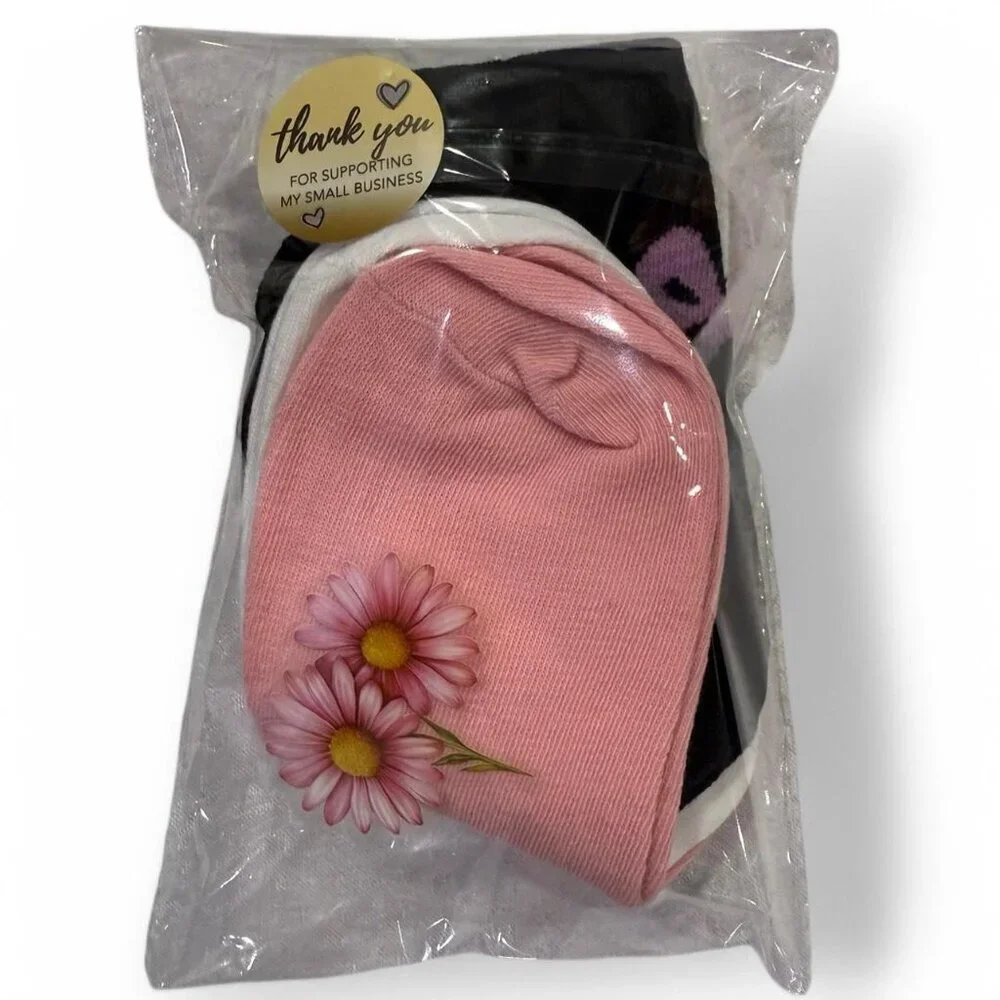 Set Of 3 Socks With bows, New, One size, Pink, white & grey cottage cozy style.